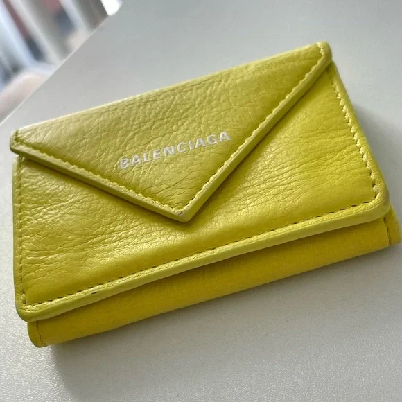 BALENCIAGA Paper Mini Trifold Wallet Purse Leather Made In Italy - Picture 13 of 17